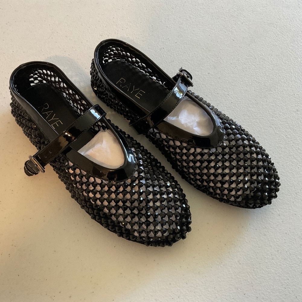 RAYE Noam Flat Mary Jane Crystal Embellished Black Size 7 LIKE NEW - Picture 11 of 12
